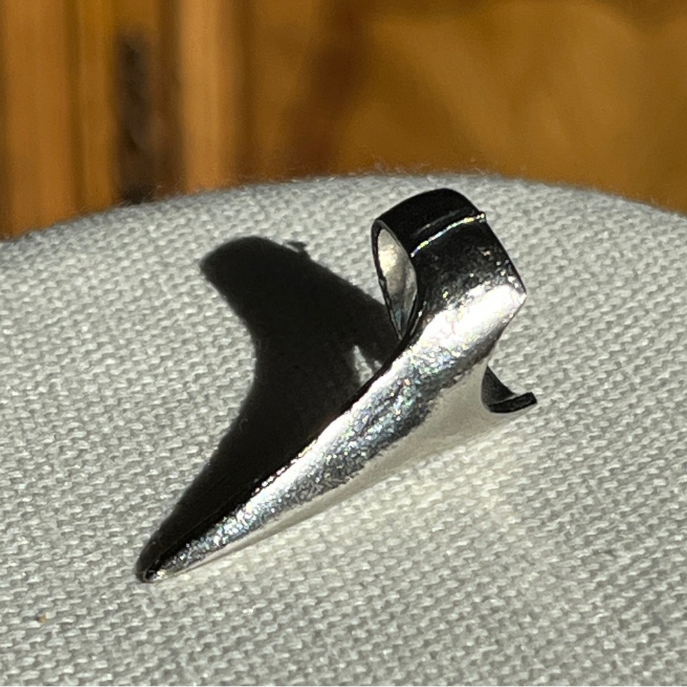 Silver Tone Geometric Triangular Goth Punk Rock Pinky Ring